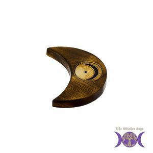 Quemador de incienso de madera en forma de luna creciente, estilo rústico, soporte para varillas, decoración de altar espiritual, Wicca, pagano - Product Image 3