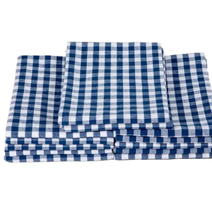 Serviette de cuisine à motif de rayures de golf 100% coton à séchage rapide et durable pour un usage domestique Techniques tissées à carreaux bleus - Product Image 1