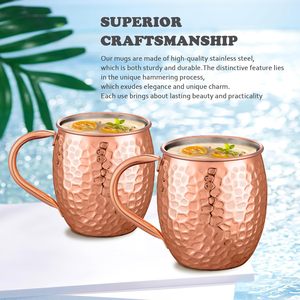 Mug Moscow Mule en Cuivre Martelé – Tasse à Cocktail Classique Écologique et Réutilisable – Accessoire de Bar Contemporain Certifié – Idéal pour un Cadeau - Product Image 4