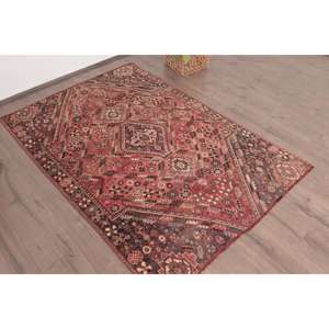 Alfombra Turca Vintage de 4x5.8 pies, Alfombra de Lana con Rayas Rojas - Product Image 3