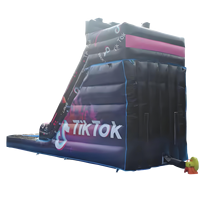 Toboggan gonflable avec double piste et piscine Souffleur d'eau Toboggan gonflable pour la publicité Logo de marque Commercial Grand PVC