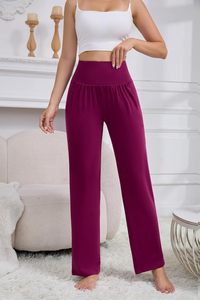 Paquete de 3 pantalones de chándal de cintura alta para mujer, pantalones de salón holgados informales de invierno con bolsillo, pernera ancha, para mujer - Product Image 3