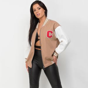 Latest Winter Collection <b>Lightweight</b> <b>Women</b> Varsity <b>Jackets</b> Wholesale Zipper Style Slim Fit Varsity <b>Jackets</b> for <b>Women</b> - Product Image 5
