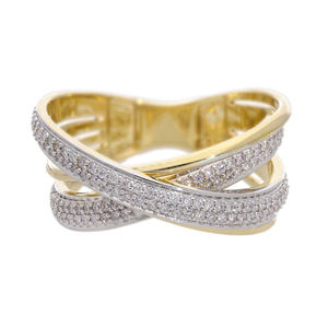 แหวนเพชรทรงคริสครอสประดับเพชรธรรมชาติสีทอง14K งดงามหรูหราทันสมัยเป็นประกาย - Product Image 4