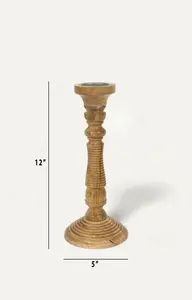 <b>Wooden</b> candle holder rustic farmhouse decor natural wood candlestick centerpiece table <b>mantle</b> vintage style home - Product Image 2