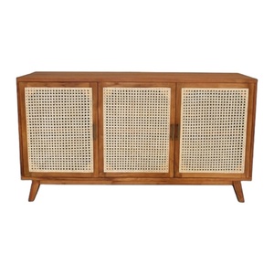 Two Doors Storage Sideboard Convertible Rattan Teak Wood Living Room Cabinet For Home Furniture Decoration - Product Image 1