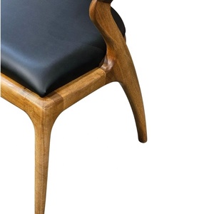 Chaise de café en teck minimaliste, mobilier de café et table basse au design moderne avec coussins en mousse souple et tissu doux - Product Image 6