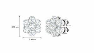 Pendientes florales de oro de 14 quilates y diamante natural de 1.00 quilates para uso diario para mujer - Product Image 2