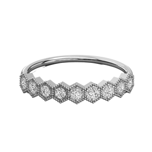 Anillo de Boda con Diseño de Filigrana de Diamantes Redondos - Product Image 6