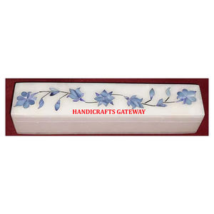 Antique New Design Natural Handmade White Marble Inlay In <b>Blue</b> Color Mother Of Pearl Rectangular Shape For Jewelry Storage Box - Product Image 1