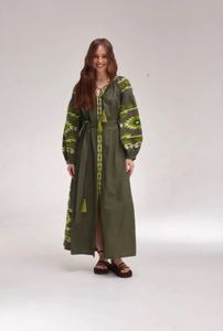 Nouveau look fantastique style bohème broderie vintage travail à la main lourde évasée et bouffée à manches longues et évasée robe ukrainienne - Product Image 4