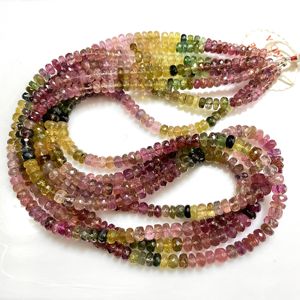 Perles en forme de rondelle à facettes multiples en tourmaline 4-5MM Perles de pierres précieuses naturelles pour la fabrication de bijoux - Product Image 1