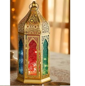 Lanterne en métal finition antique pour la décoration de la maison, de l'hôtel, lanterne de table, décoration de balcon, lanterne à bougie suspendue, lot de 2 - Product Image 3