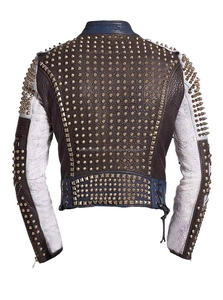 Chaqueta de Invierno Estilosa para Hombre, Estilo Punk, Chaquetas de Cuero con Púas, Prenda Exterior de Cuero Genuino, Diseño de Logotipo Personalizable, Venta al Por Mayor - Product Image 6