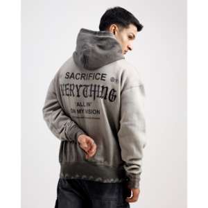 Sudadera con capucha de invierno 100% algodón French Terry, estilo streetwear desgastado 'Washed All in on My Vision' con cremallera, etiqueta personalizada, talla XXS - Product Image 5