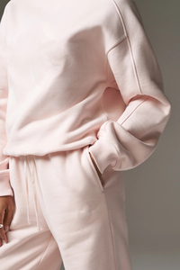 Haute qualité 100% coton femmes 2 pièces surdimensionné goutte épaule sweat & baggy pantalons de survêtement streetwear confortable ensemble pour femmes - Product Image 2