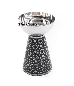 Mabkhara dukhoon Burner สแตนเลสพร้อม mozaik ฐานเงินและสีเบจ - Product Image 2