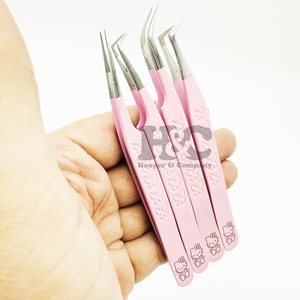 Professionnel Kitty Logo Extension de Cils Pince À Épiler En Acier Inoxydable Durable Hello Kitty Volume Conseils Pince À Cils Mink Logo - Product Image 5