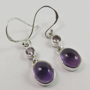 Joyería fina, pendientes de piedras preciosas de amatista, pendientes de plata de ley sólida 925 para mujeres y niñas, Pendientes colgantes, joyería de plata - Product Image 3
