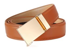 Cinturón de cuero genuino marrón liso clásico personalizable para hombre estilo de negocios de lujo con hebilla personalizada para Jeans - Product Image 2