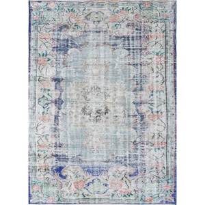 Tapis en laine noué à la main vert vintage, grand rectangle, motif floral et abstrait, pour entrée de maison, salon - Pae-2288 - Product Image 1