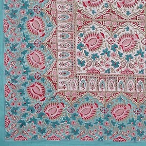 100% Cotton Natural Dye Handmade Floral Print Block-Printed <b>Table</b> <b>Covers</b> Hand Printed Tablecloth for Home and Dinning <b>Table</b> - Product Image 1
