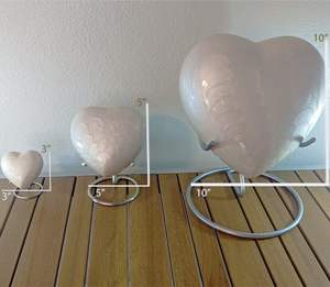 Medium White Heart Cremation Urn High Gloss Stand Included Aluminium funeral supplies urns <b>for</b> human <b>ashes</b> - Product Image 2