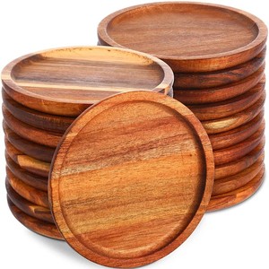 Posavasos de madera hechos a mano con incrustaciones de ágata decoración natural para el hogar con uso funcional - Product Image 2