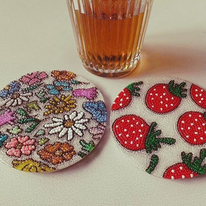 Stylish <b>coaster</b> Embroidery for Home Decoration Ethnic Handmade <b>Beaded</b> <b>Coaster</b> with Custom Embroidery Design - Product Image 6