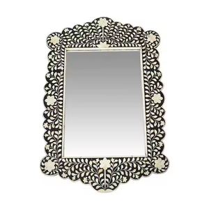 Espejo de pared hecho a mano decorativo azul moderno con diseño de incrustaciones de hueso marco más nuevo para baño decoración del hogar por Crescent Crafts - Product Image 2