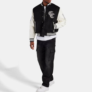 Veste universitaire unisexe de haute qualité, mélange de laine, manches en simili cuir, option de logo personnalisé, broderie personnalisée, équipe, école - Product Image 1