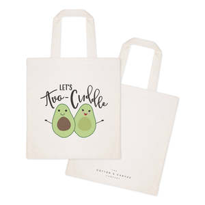 Durable Cotton Canvas Tote Bag Let's Avo-cuddle Simple Letter Cartoon Screen Printing Medium Size Zipper for Daily Use Gifts - Product Image 2