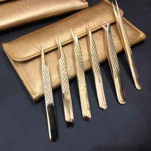 คีมหนีบขนตาปลอมสแตนเลสแบบญี่ปุ่น24K ด้ามเพชรคีมหนีบขนตาปลอม - Product Image 1