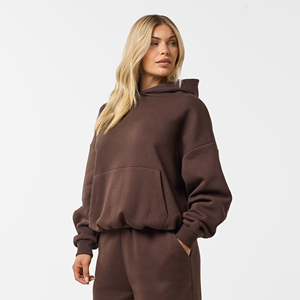 Personnalisé décontracté surdimensionné quart col montant polaire éponge coton sweat à capuche pull à capuche pour les femmes - Product Image 3