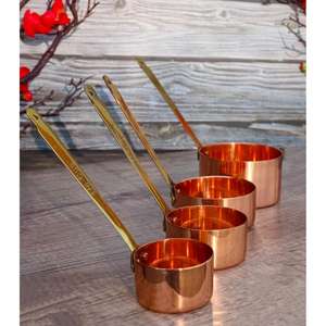 Premium <b>Copper</b> Finished Measuring Cups Set with Brass <b>Handles</b> New Design Perfect for <b>Kitchen</b> and Beverage Use Set Of 4 Pcs - Product Image 1