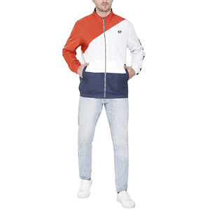 Cremallera Up Color Contraste Chaquetas cortavientos para hombres Moda Hombres 100% poliéster Chaqueta cortavientos - Product Image 5