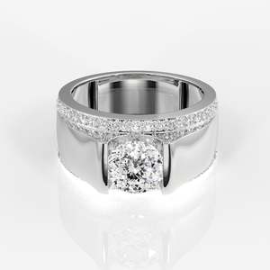 Men's 18K Yellow Gold <b>Ring</b> with Portuguese Cut Lab Grown <b>Diamond</b> Premium <b>Diamond</b> <b>Rings</b> - Product Image 5
