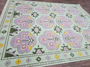 พรมขนสัตว์ทำด้วยมือที่มีการออกแบบ oushak สีอ่อนปรับแต่งขนาดจาก5x8 10x12สำหรับการสวดมนต์ที่บ้านที่มีรูปแบบนามธรรม - Product Image 5