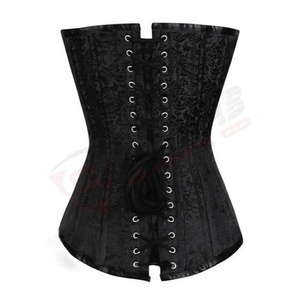 Corsé corto Overbust-Brocade Lace-Gothic Halloween-Disfraces Corsé ennegrecido de cuero transpirable-Vestidos - Product Image 2