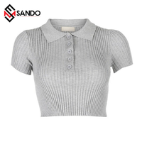 Camisetas de Mujer de Alta Calidad con Logotipo Personalizado, Tejido Acanalado Transpirable, Estampado, Manga Corta, OEM