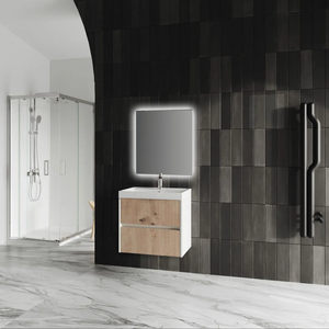 Mobile bagno sospeso Koricini Cannes 60cm in Rovere Oro Scanalato con lavabo in resina - Product Image 4