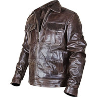 Veste en cuir de vache pour homme, très vendue, nouvelle mode hiver, coupe-vent, écologique, décontractée, logo personnalisable sur le devant, haute qualité