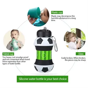 Botol air basket perjalanan portabel Amerika, Ketel dapat digunakan kembali silikon sepak bola dapat dilipat