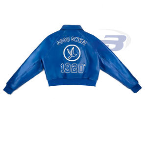 Blouson Bomber Unisexe en Cuir PU Zeta Phi Beta Sorority, Style Universitaire, Lettres Grecques, Streetwear Hiver Bleu Brodé - Product Image 2