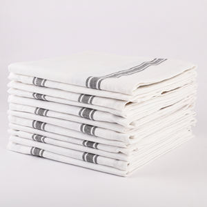 Toalla de algodón reciclado de secado rápido con patrón de tiras vintage a cuadros para decoración de golf y cocina Técnica tejida de color gris - Product Image 2