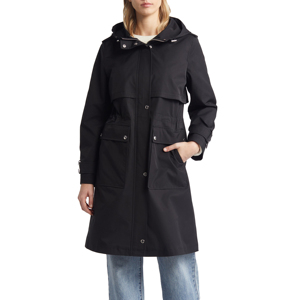 Trench d'hiver personnalisable pour femmes longue capuche simple boutonnage bouton fermeture à glissière respirant Design classique Patchwork - Product Image 4