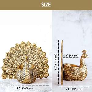 Panier-cadeau en métal en forme de paon, élégant, décoratif, accessoire d'intérieur, pièce d'art artisanale de qualité supérieure, collection festive élégante - Product Image 3