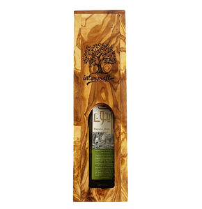 Boîte porte-bouteilles carrée vintage en bois d'olivier massif, écologique, emballage haut de gamme pour bouteilles d'huile d'olive extra vierge, utilisation à domicile ou au bar - Product Image 1