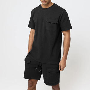Conjunto de ropa informal para hombre Pantalones cortos de algodón de secado rápido y camiseta de manga corta Chándal sólido LOGOTIPO personalizado 2 piezas Colección de marca - Product Image 6