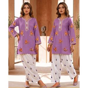 ZETRO FARSHI VOL II EMB, Salwar Kameez de Algodón con Estampado a Mano, Traje de 2 Piezas - Product Image 1